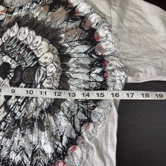 Konquest Shirt Mens Small Skull Metallic Feather Warrior Graphic Tee Tshirt Y2K - Picture 7 of 8